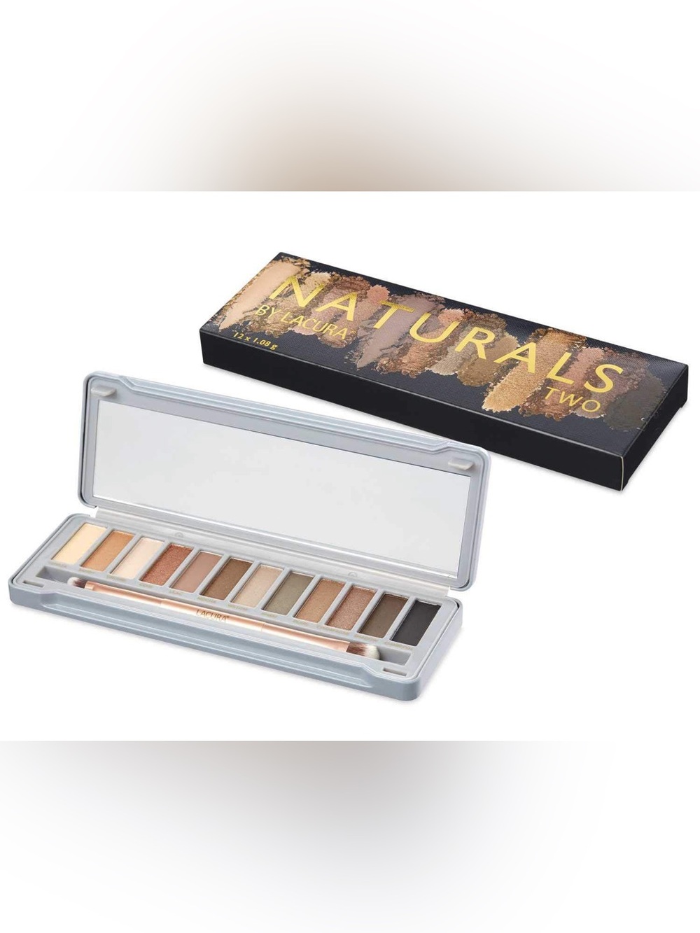 NWT Lacura Two Naturals Eye Shadow Palette 12 Shades Neutral Makeup Satin Matte
